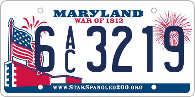 MD license plate 6AC3219