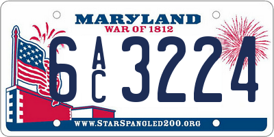 MD license plate 6AC3224
