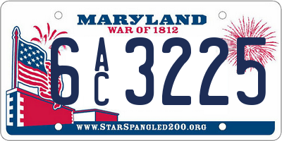 MD license plate 6AC3225