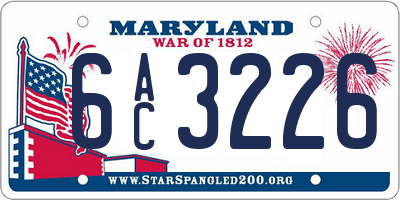 MD license plate 6AC3226