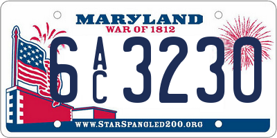 MD license plate 6AC3230