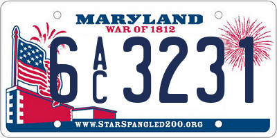 MD license plate 6AC3231