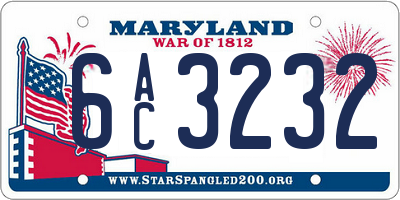 MD license plate 6AC3232