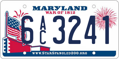 MD license plate 6AC3241