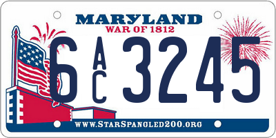 MD license plate 6AC3245