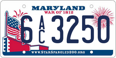 MD license plate 6AC3250