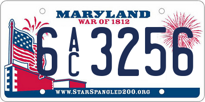 MD license plate 6AC3256