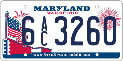 MD license plate 6AC3260