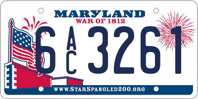MD license plate 6AC3261