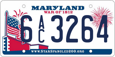 MD license plate 6AC3264