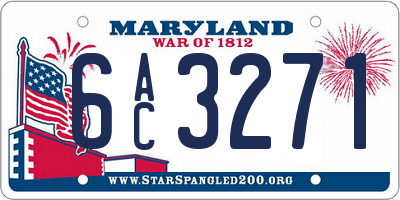 MD license plate 6AC3271