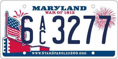 MD license plate 6AC3277