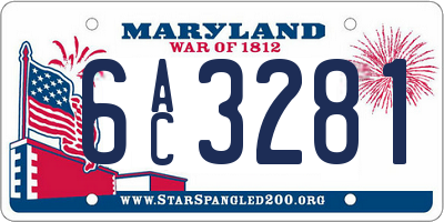 MD license plate 6AC3281