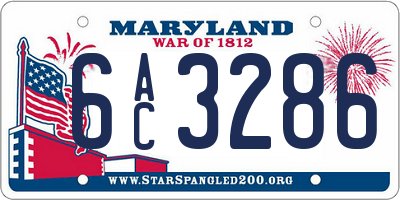 MD license plate 6AC3286