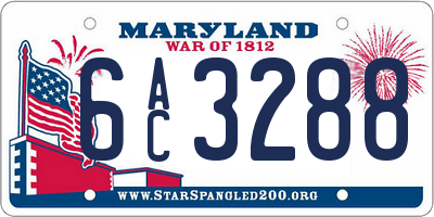 MD license plate 6AC3288