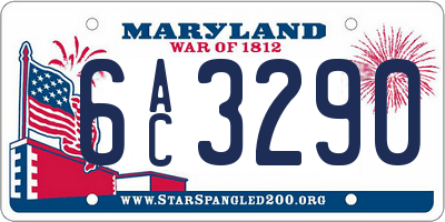 MD license plate 6AC3290