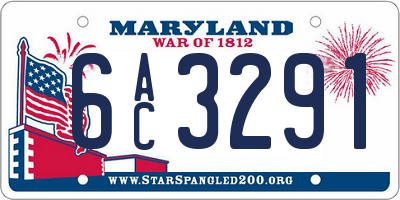 MD license plate 6AC3291