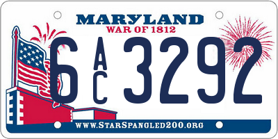 MD license plate 6AC3292