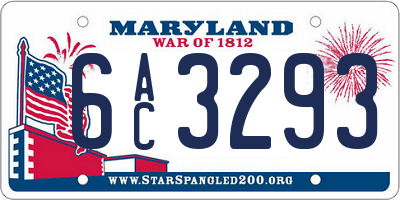 MD license plate 6AC3293