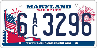 MD license plate 6AC3296