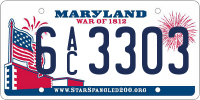 MD license plate 6AC3303