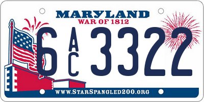 MD license plate 6AC3322