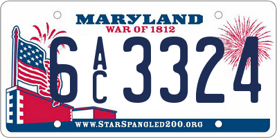 MD license plate 6AC3324