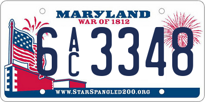 MD license plate 6AC3348
