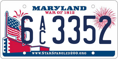 MD license plate 6AC3352