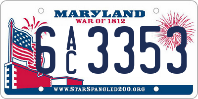 MD license plate 6AC3353