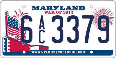MD license plate 6AC3379