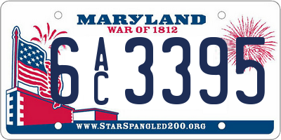 MD license plate 6AC3395