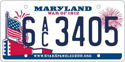 MD license plate 6AC3405