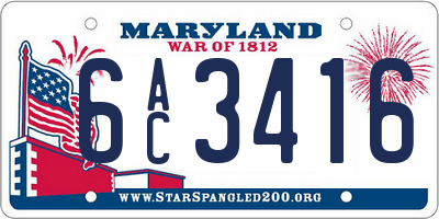 MD license plate 6AC3416