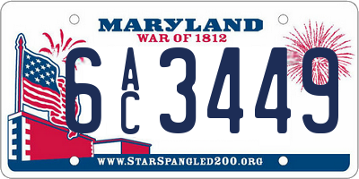 MD license plate 6AC3449