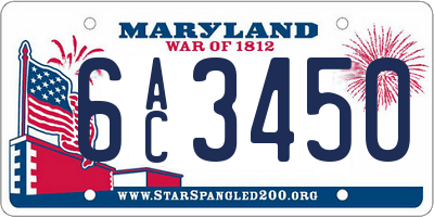 MD license plate 6AC3450