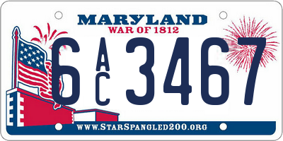 MD license plate 6AC3467