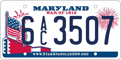 MD license plate 6AC3507