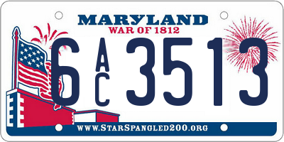 MD license plate 6AC3513