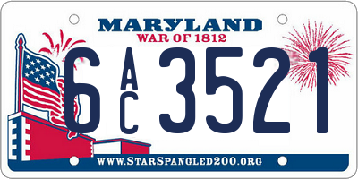 MD license plate 6AC3521