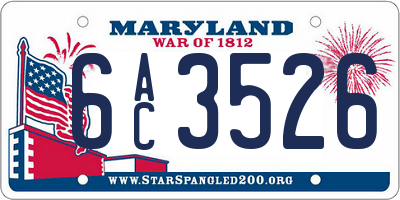 MD license plate 6AC3526
