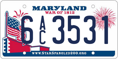 MD license plate 6AC3531