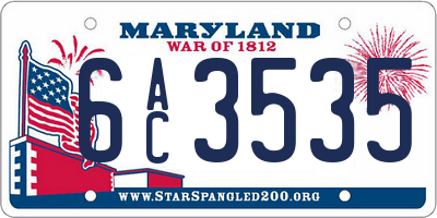 MD license plate 6AC3535
