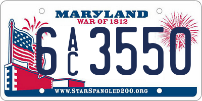 MD license plate 6AC3550