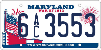 MD license plate 6AC3553