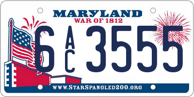 MD license plate 6AC3555
