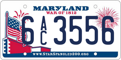 MD license plate 6AC3556
