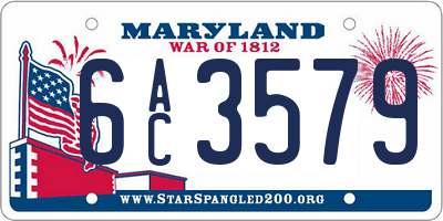 MD license plate 6AC3579