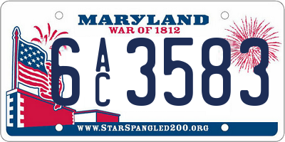 MD license plate 6AC3583