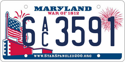 MD license plate 6AC3591